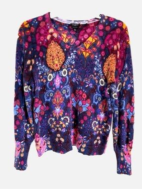 Talbots 100% Cashmere Floral Botanical Sweater XLP Petite